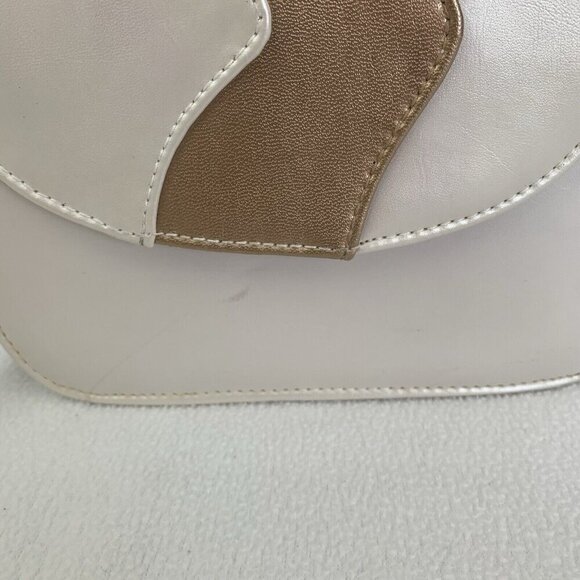 Retro Shoulder Bag Purse Clutch Small Colorblock White Gold Wave Patent Leather - Picture 16 of 16